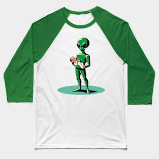 Alien carrying a human baby Baseball T-Shirt